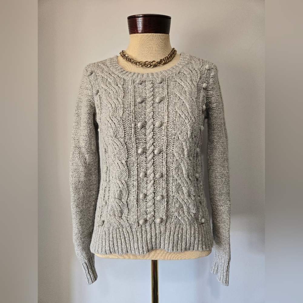 PART TWO Copenhagen Alpaca Blend  Gray Cable Knit Women's Sweater. Size Small